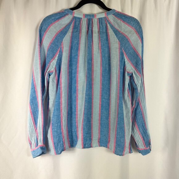 Rails Linen Blend Top Brielle Kona Stripe Dual Front Tie Boho Peasant Ecovero S - Picture 10 of 10